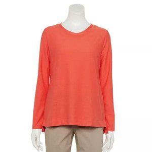 Women's Croft & Barrow French Terry Sweatshirt Aruba Coral NWOT